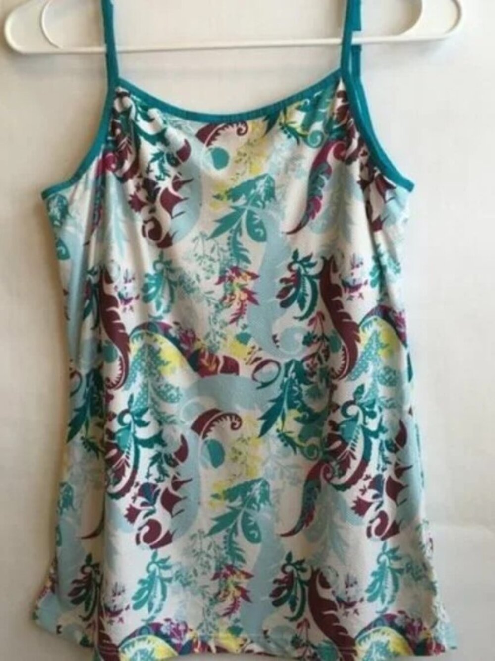 ExOfficio Sz XL Give N Go Shelf Bra Cami Camisole Top Fern Blue Multi Excellent